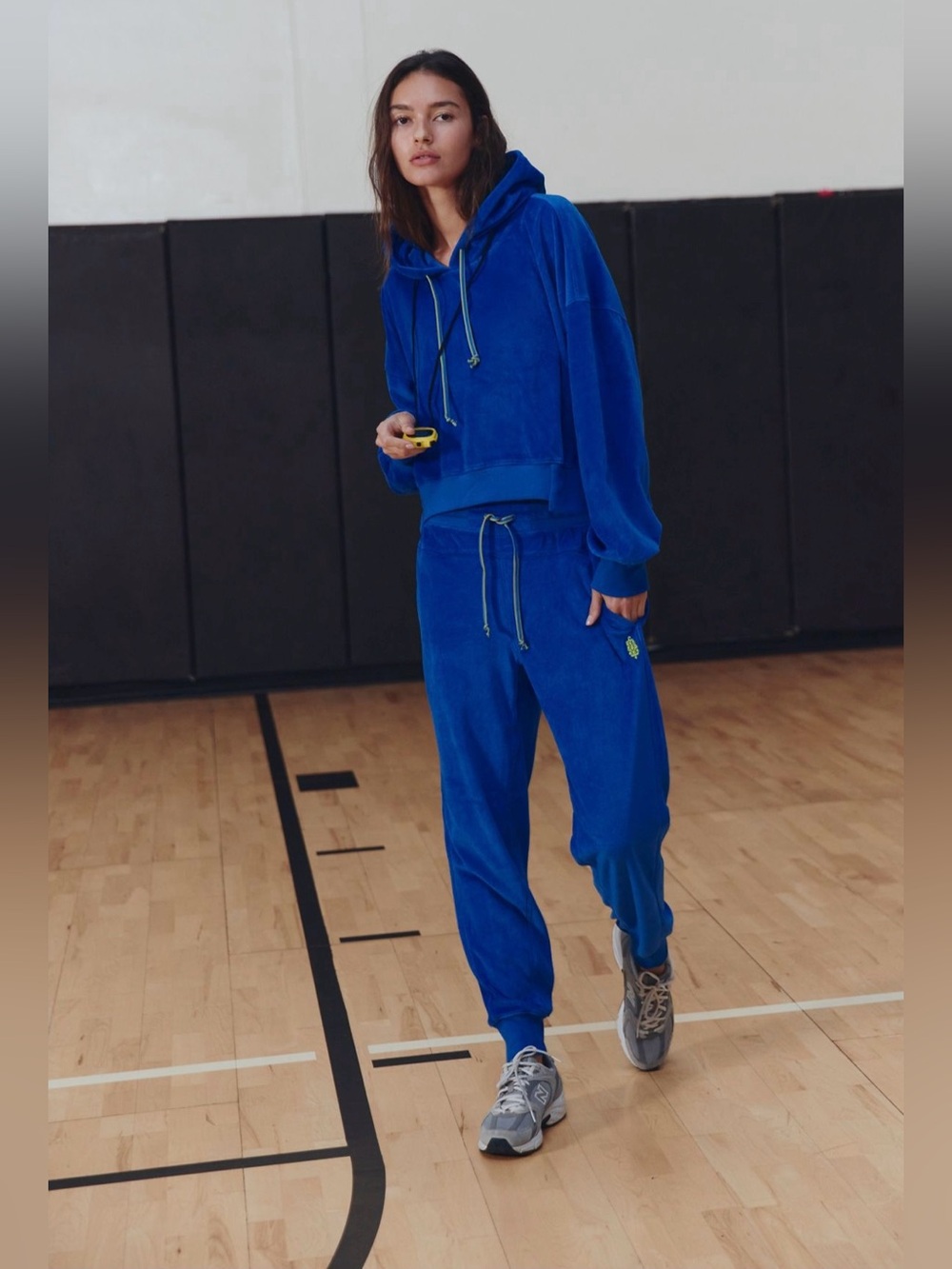 NWT FREE PEOPLE MOVEMENT Undefeated Velour Set | Light Cobalt MSRP $198 Size L - Picture 2 of 12